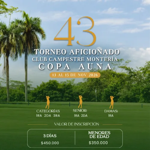 Brown and Yellow Illustrative Ice Coffee Promo Flyer (30) Inscripción Copa AUNA 2026 - 43° Torneo Aficionado de Golf